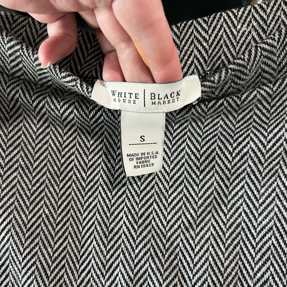 White House Black Market Herringbone Pencil Skirt with Ruffle Hem - Picture 2 of 6